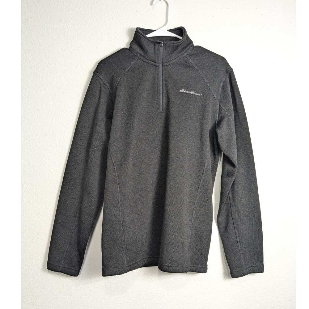 Eddie Bauer Mens Gray Quarter Zip Pullover Sweater Size M Fleece Mock Neck